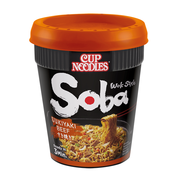 CASE of Nissin Soba Beef Sukiyaki Cup Noodles<br>8 x 89g